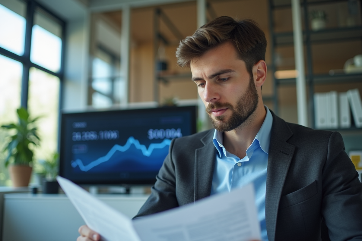Jeune analyste financier au bureau moderne