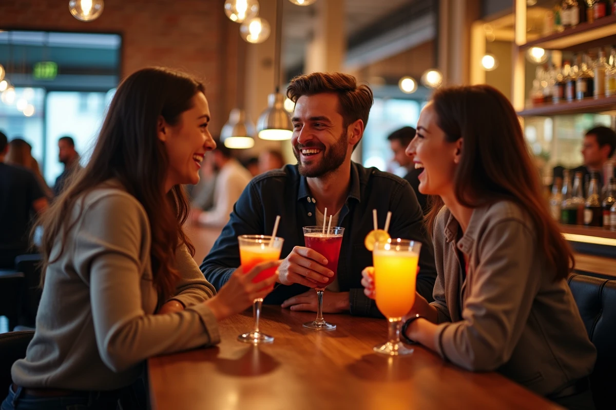 Jeunes adultes dégustant des cocktails dans un bar à Toulouse