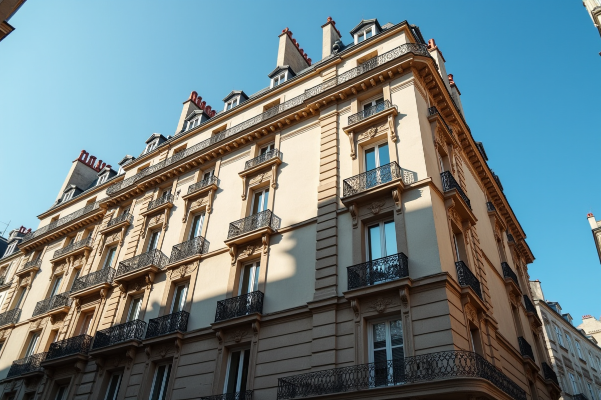 Façade d un immeuble parisien en plein jour