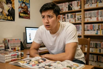Fan de manga attendant avec impatience la sortie du scan 286 de One Punch Man à son bureau