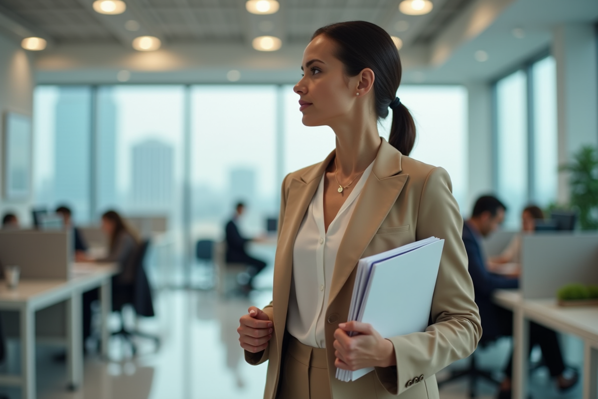 Femme professionnelle avec dossier d