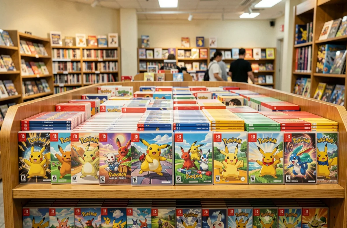 Rayons de jeux Pokémon Nintendo Switch dans un magasin de jeux vidéo