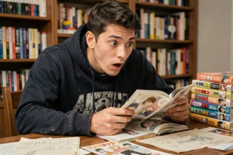 Jeune homme lisant le scan One Piece avec une expression de stupéfaction devant un tournant narratif majeur
