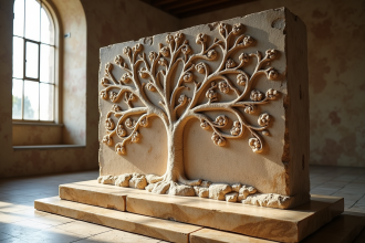 Tablette en marbre ancien avec arbre généalogique grec